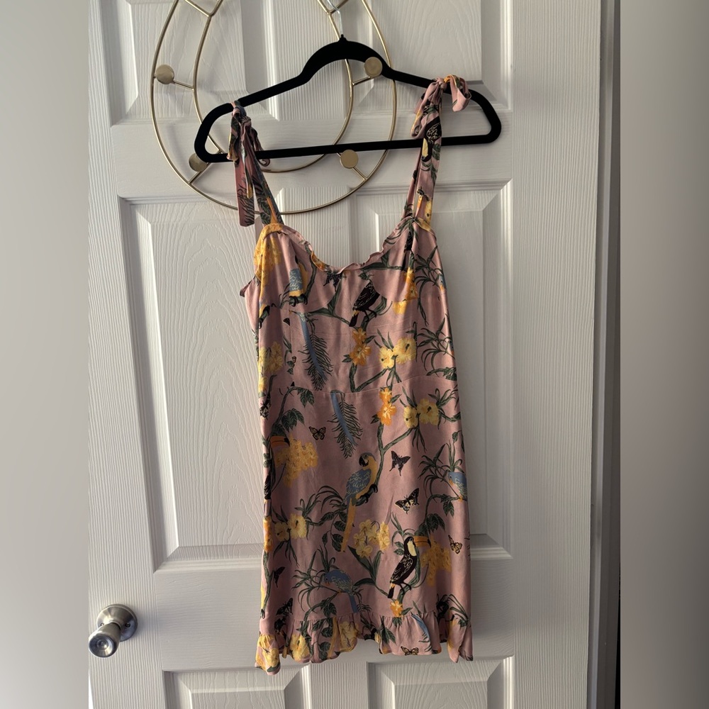 Reformation Christine Mini Dress in Pink Tropical Print Size 10